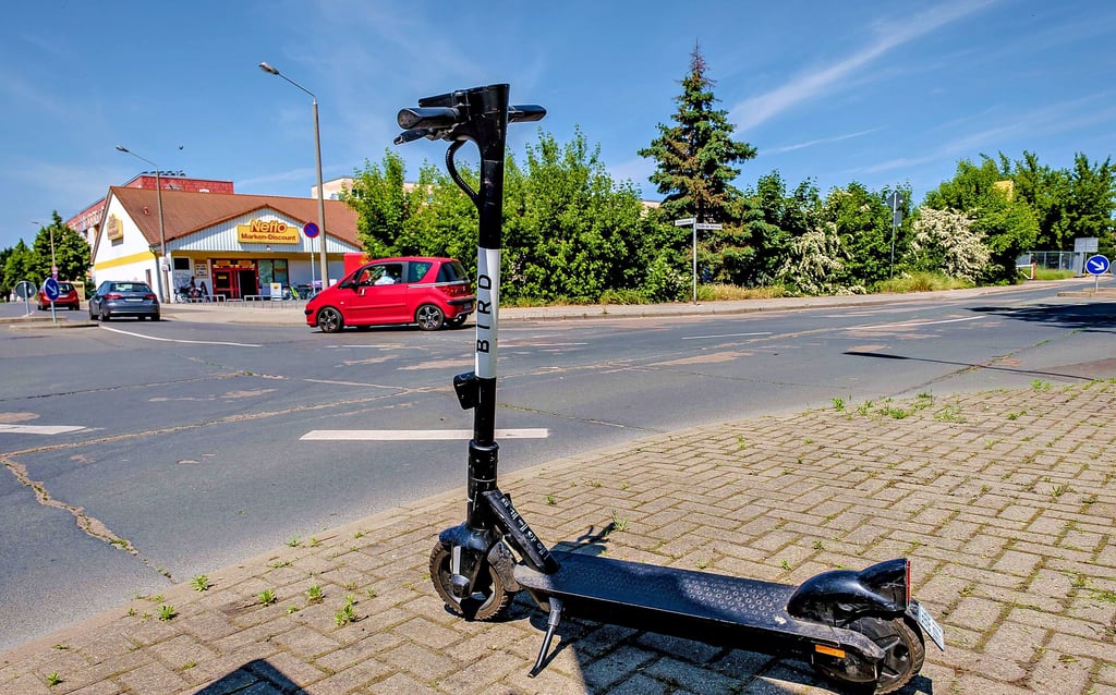 So sah der Bird-Roller aus, hier eine Aufnahme vom Juni 2021 aus dem früheren Neubaugebiet an der Straße der Befreiung/Ecke Schillerstraße.