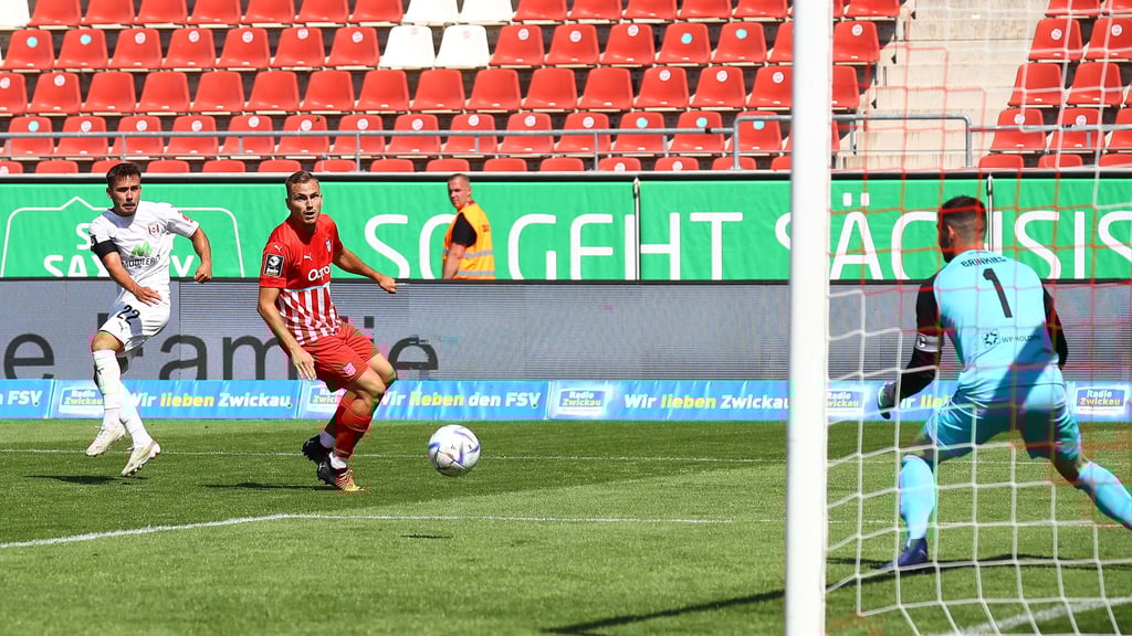 Nach Nico Hugs Tor zum 1:2 herrschte beim HFC kurz Hoffnung auf einen Punktgewinn in Zwickau.