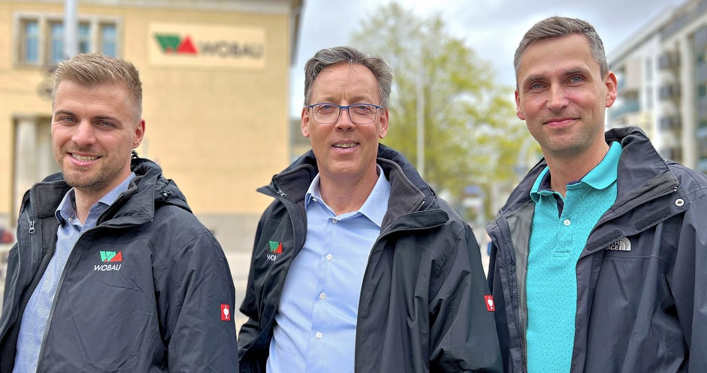 Sebastian Gajewski, Torsten Prusseit und René Eikholt (v. l.) von der Wobau Magdeburg.