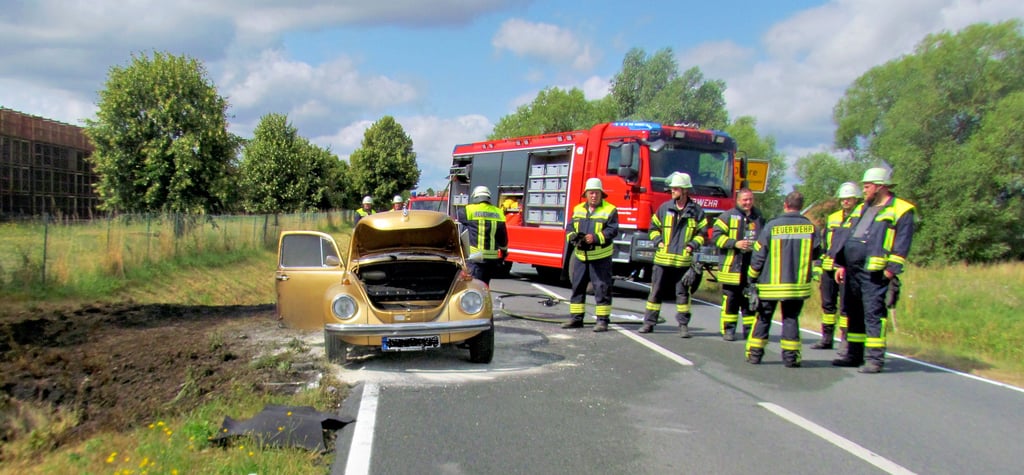 Die Feuerwehr löschte den brennenden Käfer.