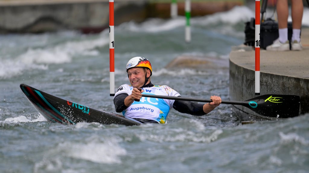 Timo Trummer aus Zeitz unterwegs im WM-Kanal von Augsburg.