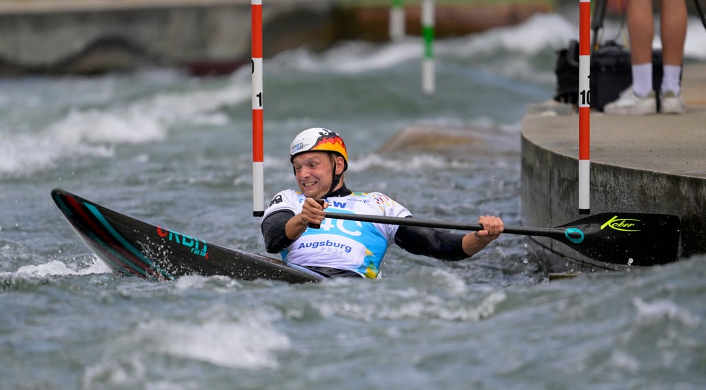 Timo Trummer aus Zeitz unterwegs im WM-Kanal von Augsburg.