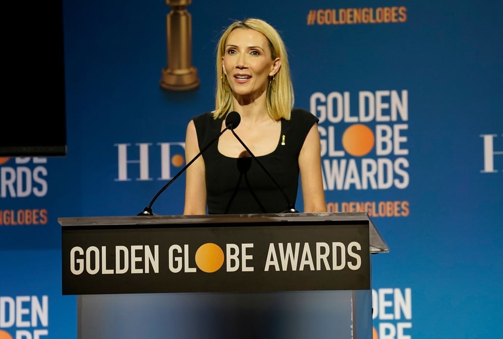 Helen Hoehne, Präsidentin der Hollywood Foreign Press Association, spricht bei der Nominierungsveranstaltung für die 79. jährlichen Golden Globe Awards im Beverly Hilton Hotel.