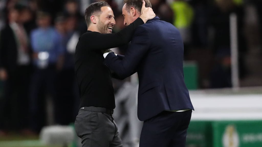 Tedesco und Mintzlaff nach dem Pokalsieg von RB Leipzig.