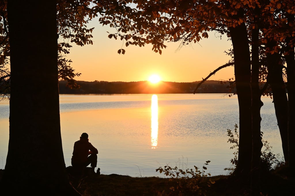Ein Mann sitzt am Ufer des Starnberger Sees. Mit den eigenen Gedanken alleine zu sein finden viele Menschen angenehmer als vermutet.