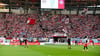 Gute Atmosphäre beim Supercup-Spiel: Fansektor B im Stadion von RB Leipzig.