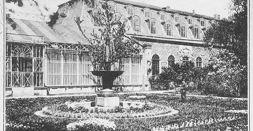 Diese historische Postkarte zeigt das Fürstliche Palmenhaus in Wernigerode.