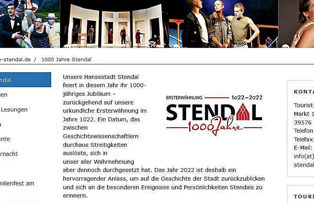 Auf der Internetseite der Stadt Stendal wird angekündigt, das „1000-jährige Jubiläum“ zu feiern. Die Frage ist: wann?