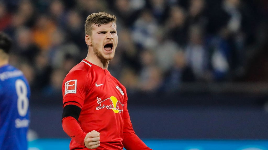 Timo Werner mit Torjubel für RB Leipzig.