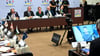 Wolodymyr Selenskyj, Präsident der Ukraine, spricht per Videolink auf einer Geberkonferenz für die Ukraine.