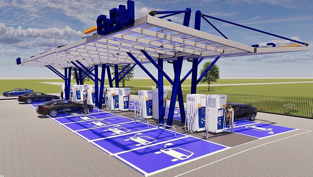Das Energieunternehmen EnBW errichtet solch eine Schnellladestation für Elektroautos bei Könnern, die bereits im Herbst funktionstüchtig sein soll.