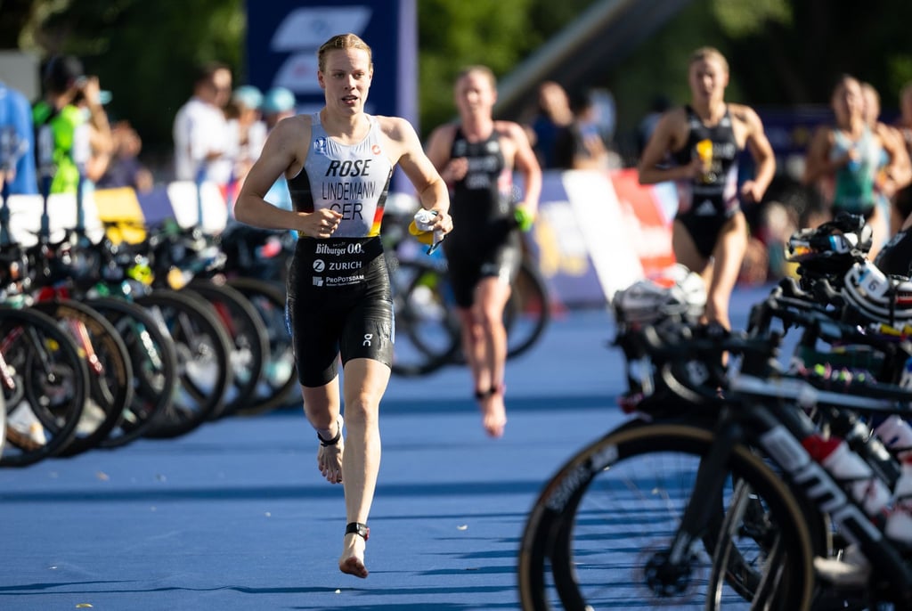 Sicherte sich nach 1500 Metern Schwimmen, 40 Kilometern Radfahren und zehn Kilometer Laufen EM-Silber: Laura Lindemann.