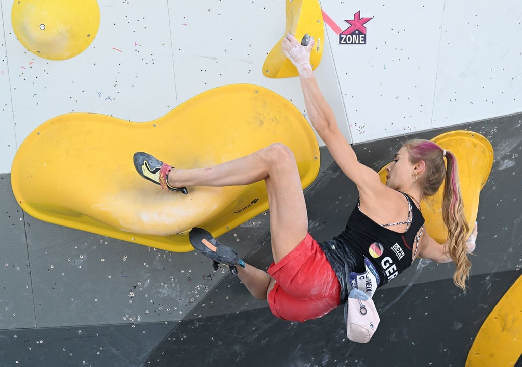 Kletterin Hannah Meul hat es bei der EM in München ins Halbfinale geschafft.