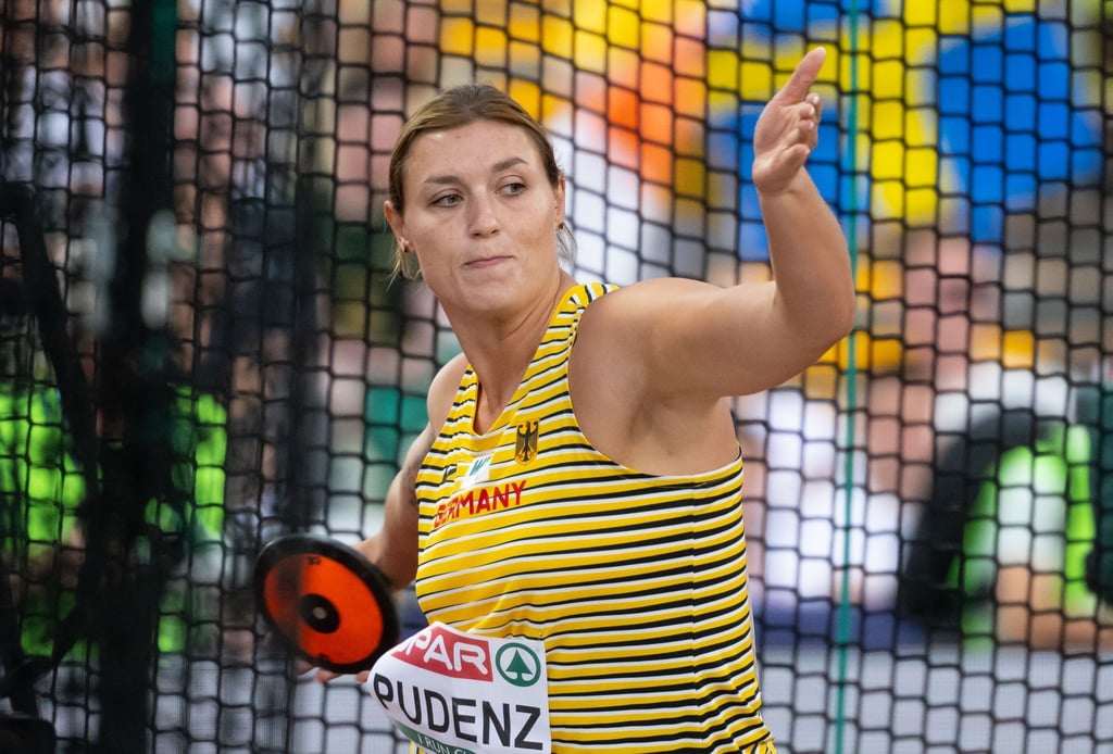 Ist souverän ins Diskus-Finale bei der Leichtathletik-EM in München eingezogen: Kristin Pudenz in Aktion.