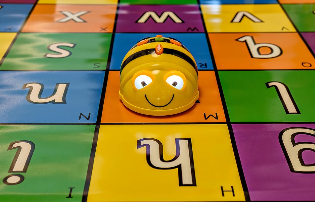 Bee-Bot führt Tastenbefehle aus - die unterste Stufe des Programmierens, das man jetzt in der Bibliothek auch lernen kann als Kind.