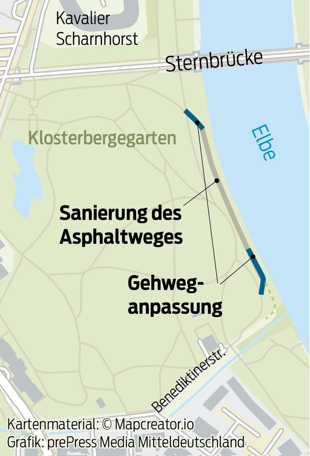Um dieses Teilstück im Klosterbergegarten in Magdeburg geht es.