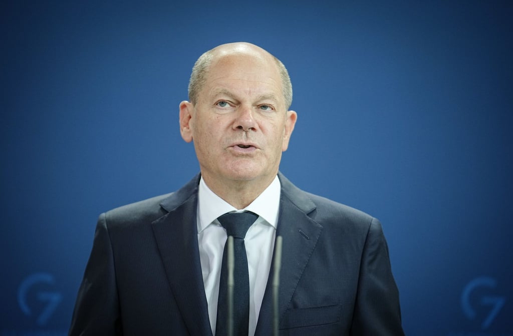 Bundeskanzler Olaf Scholz (SPD) spricht.