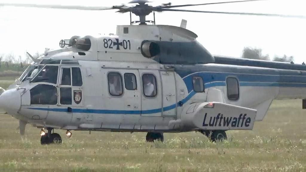 Der Kanzler war zu seinem Termin in Magdeburg mit dem Hubschrauber angereist.