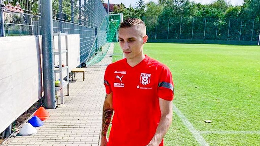 Der neue Stürmer Dominik Steczyk beim HFC-Training am Donnerstag.