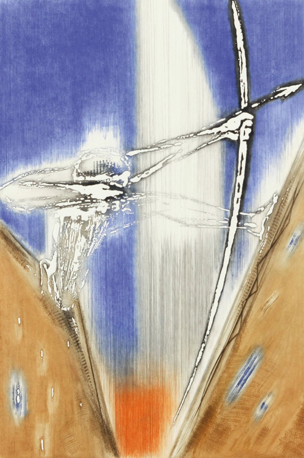 "Spannungsbogen" ist eine Farbradierung von Christian Land auf dem Jahr 2010, die derzeit in der Ausstellung "Habitate" in der Magdeburger Galerie Himmelreich gezeigt wird.