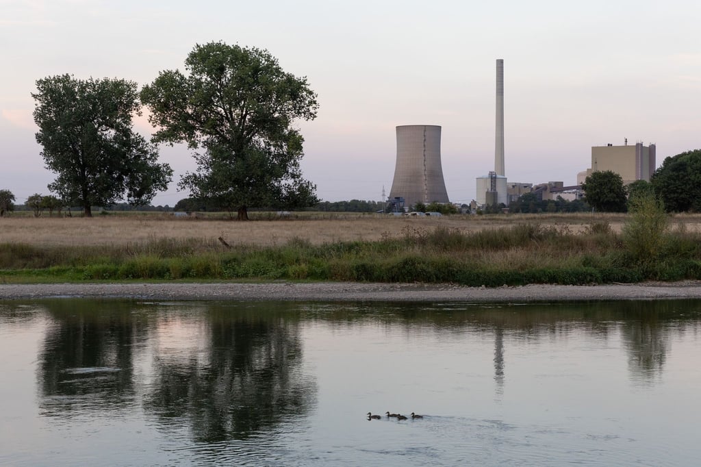 Blick auf das Steinkohlekraftwerk Heyden hinter der Weser.