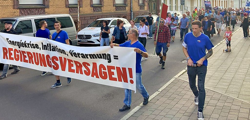 Nach der halbstündigen Kundgebung auf dem Rolandplatz in Burg zog die Demonstrationsgruppe weiter zum Helmut-Kohl-Platz.