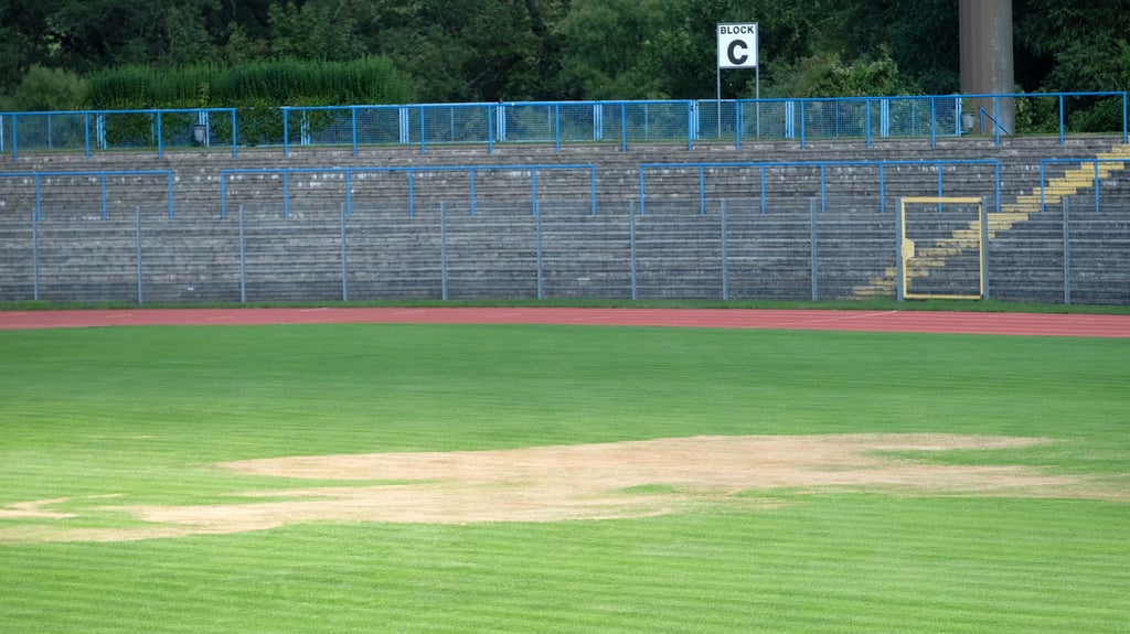 Der Rasenplatz im Dessauer Paul-Greifzu-Stadion ist bis November unbespielbar.