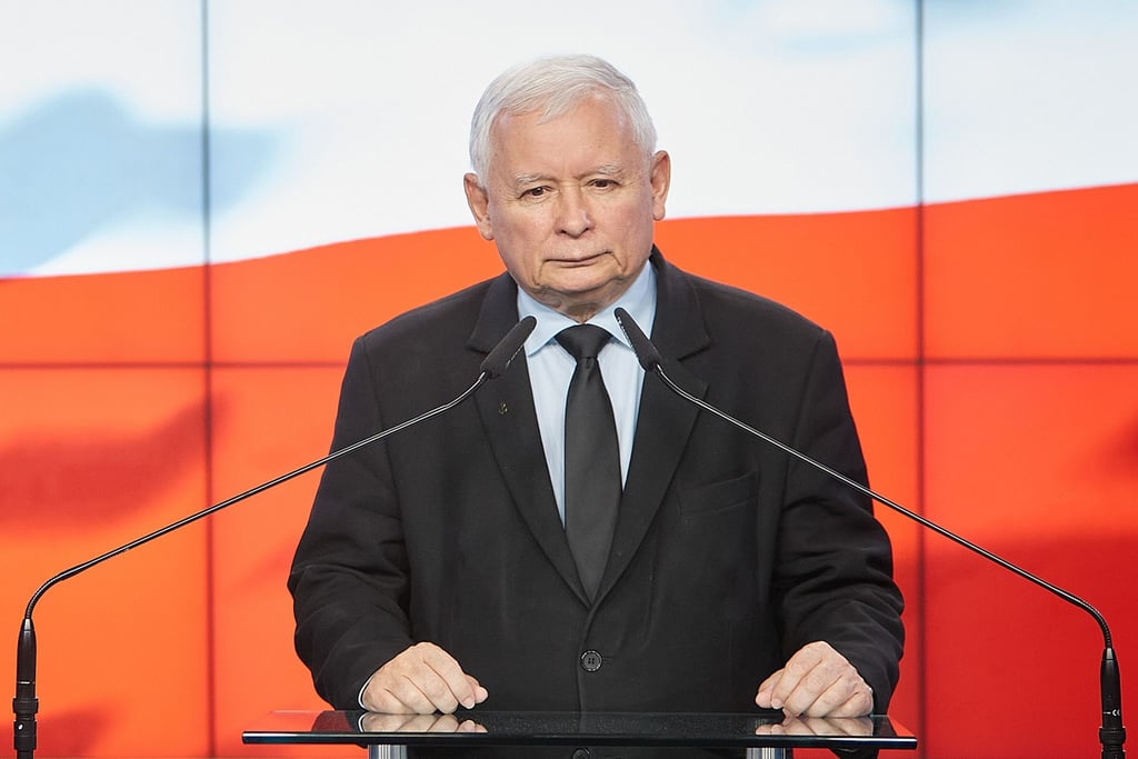 Jaroslaw Kaczynski, Vorsitzender der nationalkonservativen Regierungspartei PiS in Polen: Die Regierung stellt Reparationsforderungen an Deutschland.