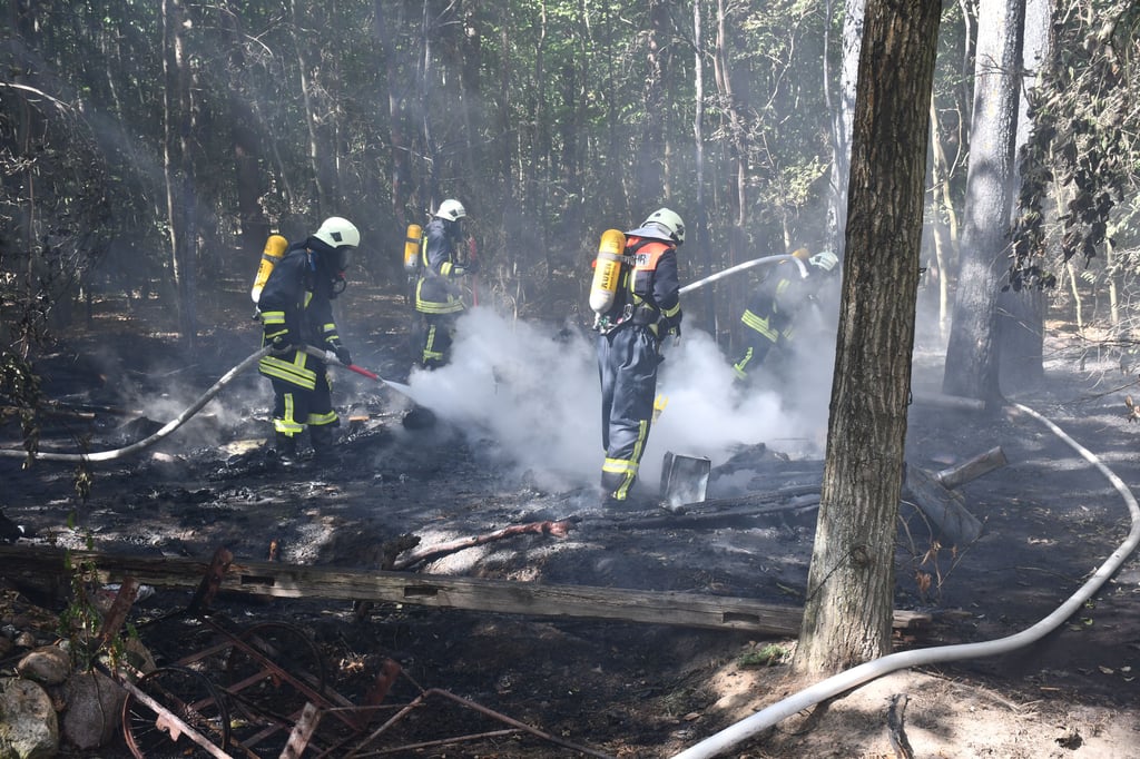 Die Feuerwehren löschten im Wald nahe Kaulitz.