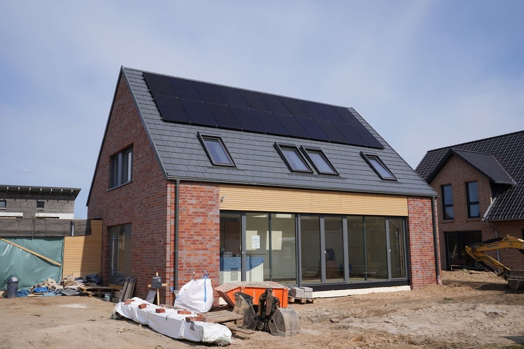 Die Baustelle eines Einfamilienhauses in Lübeck.