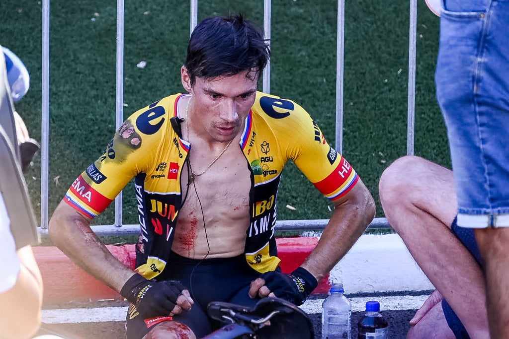 Stürzte kurz vor dem Zielstrich in Tomares: Vuelta-Titelverteidiger Primoz Roglic.