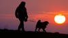 Eine Frau geht am Morgen, kurz nach Sonnenaufgang, mit ihrem Hund spazieren. Die Einnahmen aus der Hundesteuer sind im zweiten Pandemiejahr auf ein Rekordhoch geklettert.