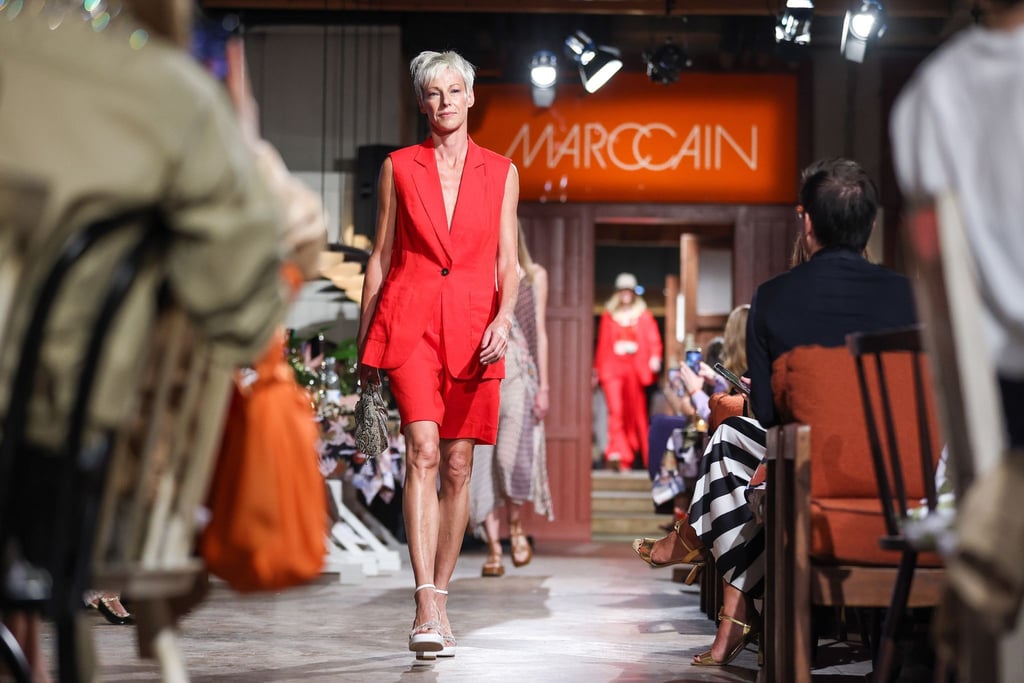 Model Martina Gleissenebner-Teskey zeigt Kreationen des Labels Marc Cain.