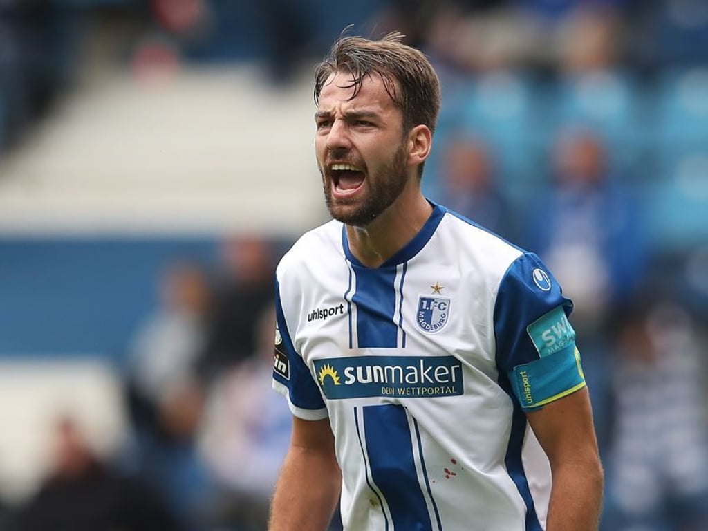 Kämpfer Christian 'Beckus' Beck im Trikot des 1. FC Magdeburg. Er analysiert für die Volksstimme den kommenden FCM-Gegner Arminia Bielefeld.