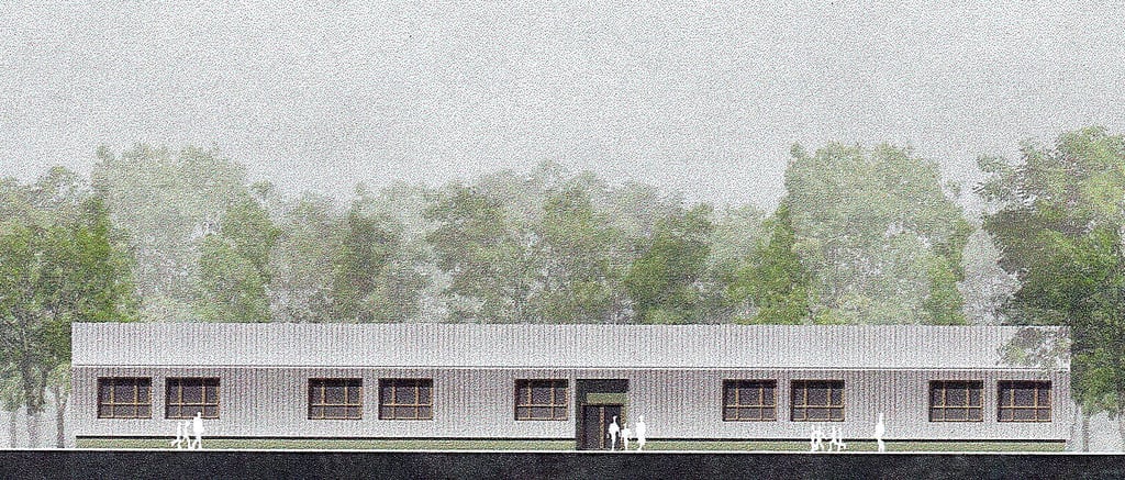 Ein erster Entwurf zeigt, wie das zur modernen Kindertagesstätte umgebaute Gemeindezentrum in Leitzkau aussehen könnte.