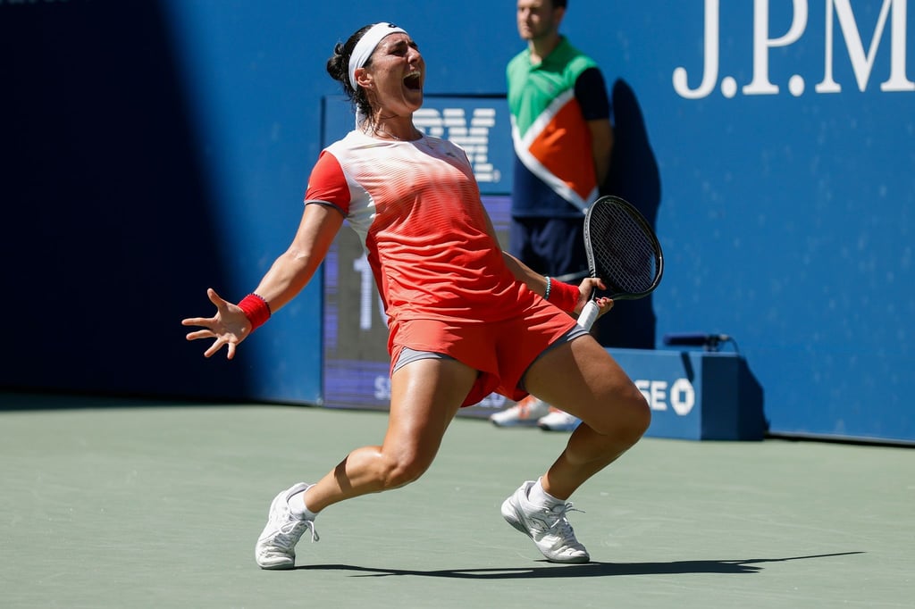 Ons Jabeur jubelt nach einem Sieg bei den US Open.