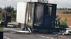 Lkw-Unfall auf der Autobahn bei Bernburg: Der bei dem Brand auf der A14 entstandene Schaden beläuft sich auf rund 80.000 Euro.