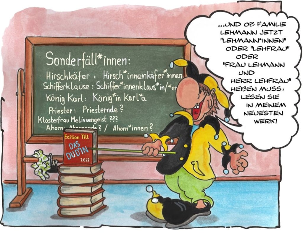 Bei Bernburgs Obernarr kann man noch etwas lernen, auch beim Thema Gendern, über das er eine Extra-Stunde abgehalten hat. Und damit sich auch jeder die korrekte Schreibweise merken oder im Zweifelsfall nachschauen kann, hat er sogar seinen eigenen Dud*in herausgebracht. Dann kann auch wirklich nichts mehr schiefgehen in Sachen geschlechterbewusste Sprache.