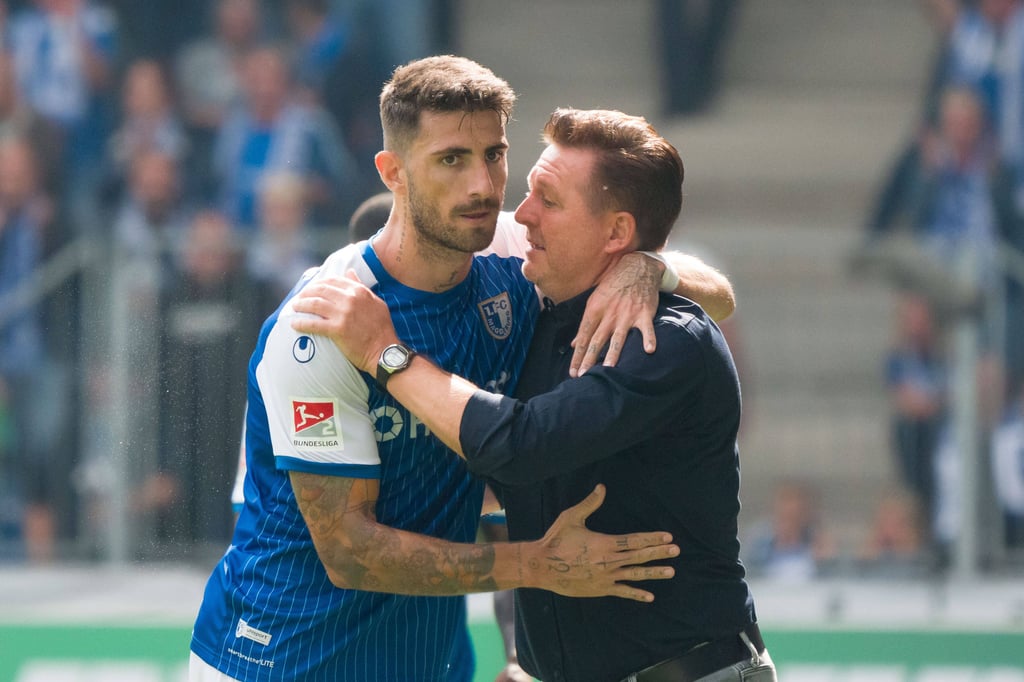 Christiano Piccini nach seinem ersten Treffer im Dress des 1. FC Magdeburg, damals gegen Greuther Fürth. Nur wenige Wochen später schnürt er einen Doppelpack gegen den 1. FC Nürnberg.