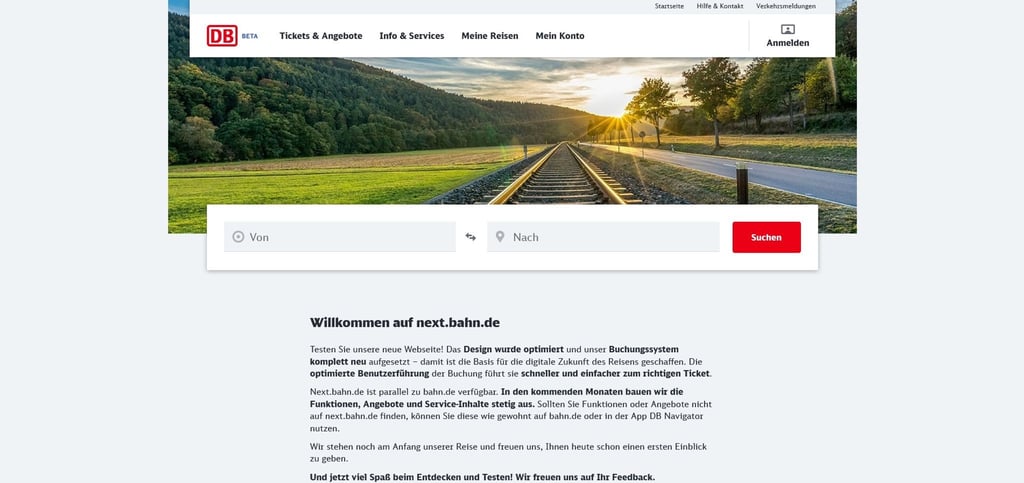 What's next? - Die Bahn hat ihr neues Buchungssystem online gestellt. Ausprobieren erwünscht.