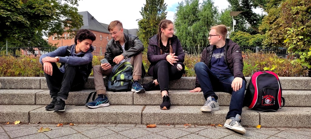 Oscar Zorn, Ole Adam, Leonie Hecktor und Ruben Marschall (v.l.n.r.), Schüler des Winckelmann-Gymnasiums