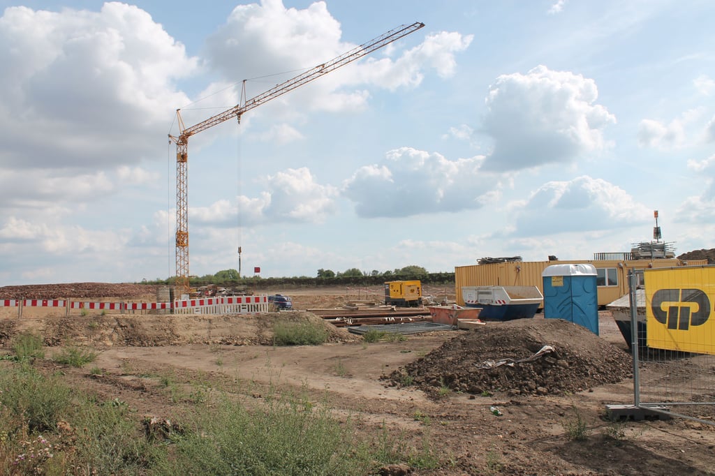 Baustelle der A 143 nahe Gimritz