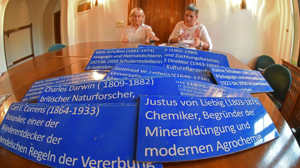Die „gestohlenen“ Schilder liegen bei Bürgermeisterin und Amtsleiterin auf dem Tisch.