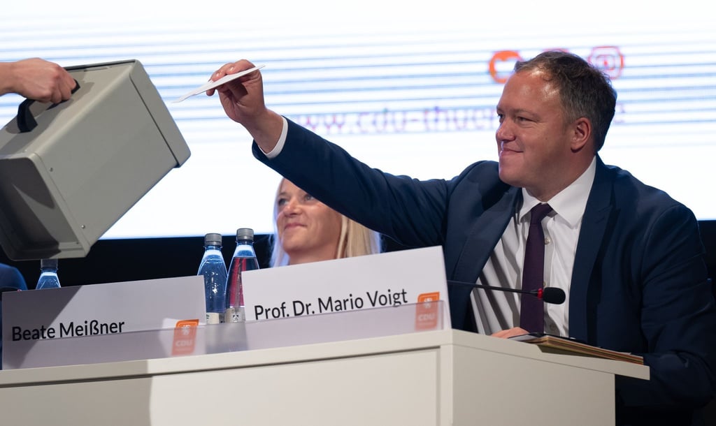 Mario Voigt, Vorsitzender der CDU-Landtagsfraktion Thüringen, ist auch zum Vorsitzenden der Thüringer CDU gewählt worden.