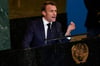 Frankreichs Präsident Emmanuel Macron spricht bei den Vereinten Nationen.