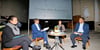 Sara Han (v.l.), der Direktor der Evangelischen Akademie Christoph Maier, Theresa Dittmann  und Nir Lasri diskutieren in der Stephanikirche über den christlich-jüdischen Dialog. 