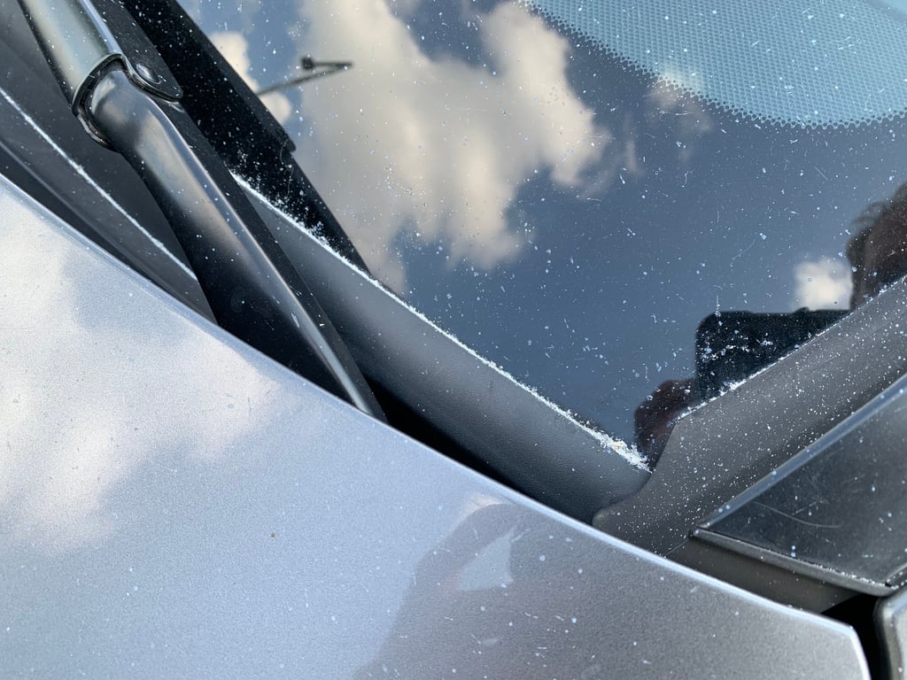 Diese weißen Partikelchen sind im Industrie- und Gewerbepark Burg auf Fahrzeugen gut sichtbar gewesen.
