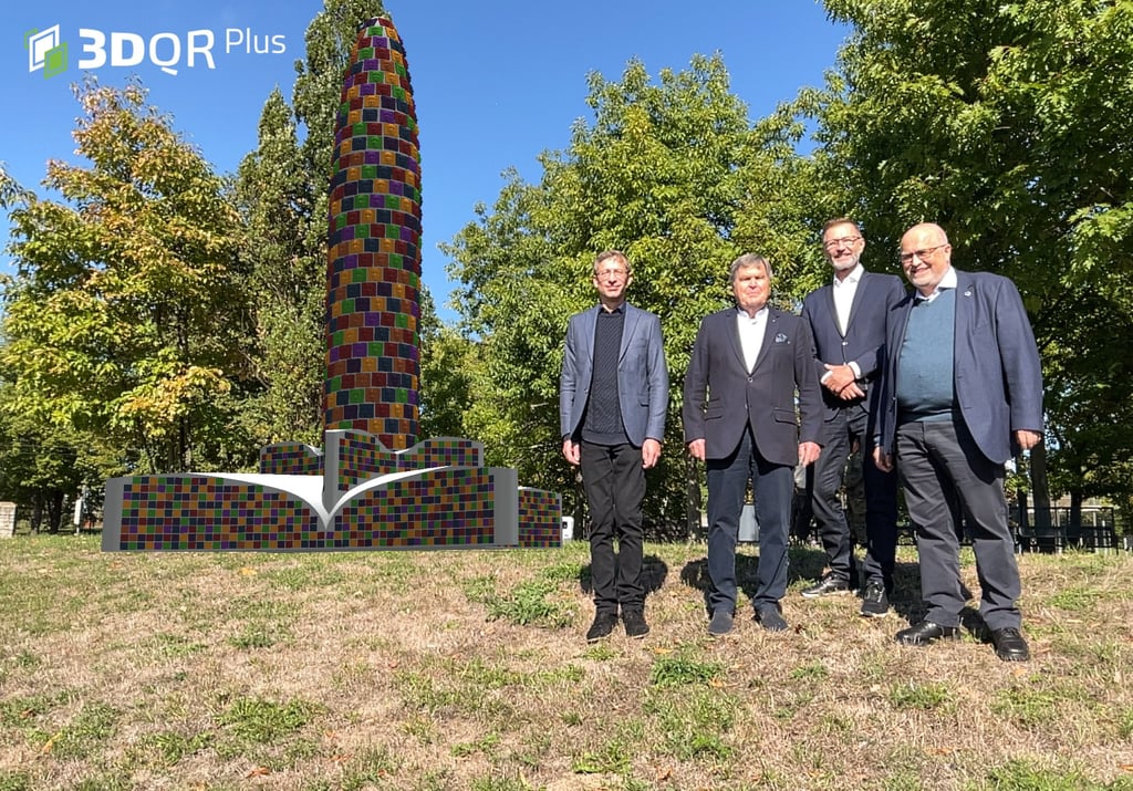 Foto-Montage: So sieht es aus, wenn man das 3D-Modell von "Floris Pax" mittels 3DQR-App auf dem Handy oderTablet erzeugt.