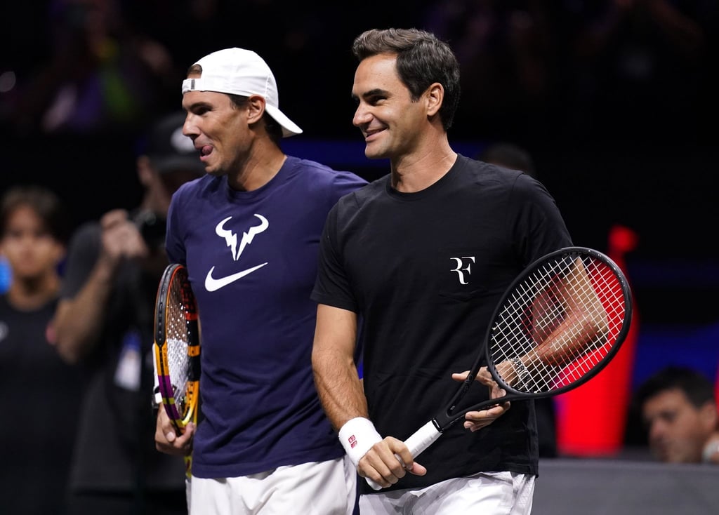 Roger Federer (r) hatte sich für sein letztes Spiel Rafael Nadal als Doppelpartner gewünscht.