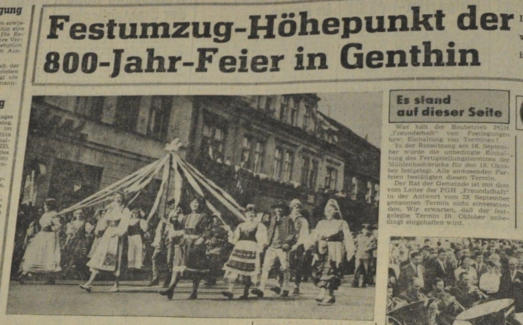 800 Jahre Genthin: Ausriss aus der Volksstimme im Jahr 1971.